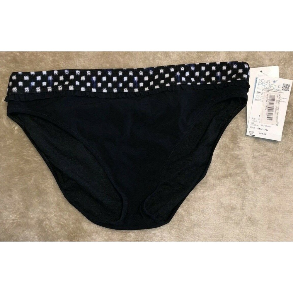New Profile by Gottex Bikini Swim Bottoms Size 12 Black ruffle